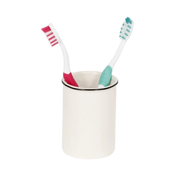 Porta Objeto de Banheiro Cerâmica Redondo Branco Outline Sensea