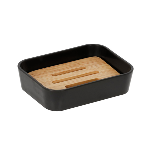 Saboneteira de Bancada em Plástico Retangular Preta Scandi Sensea